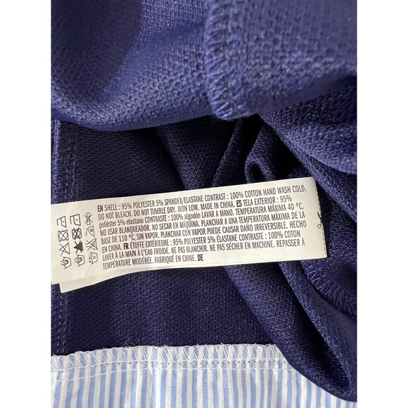 English Factory Navy & White Oxford Pinstripe Mini Dress Sz Small - Picture 6 of 8